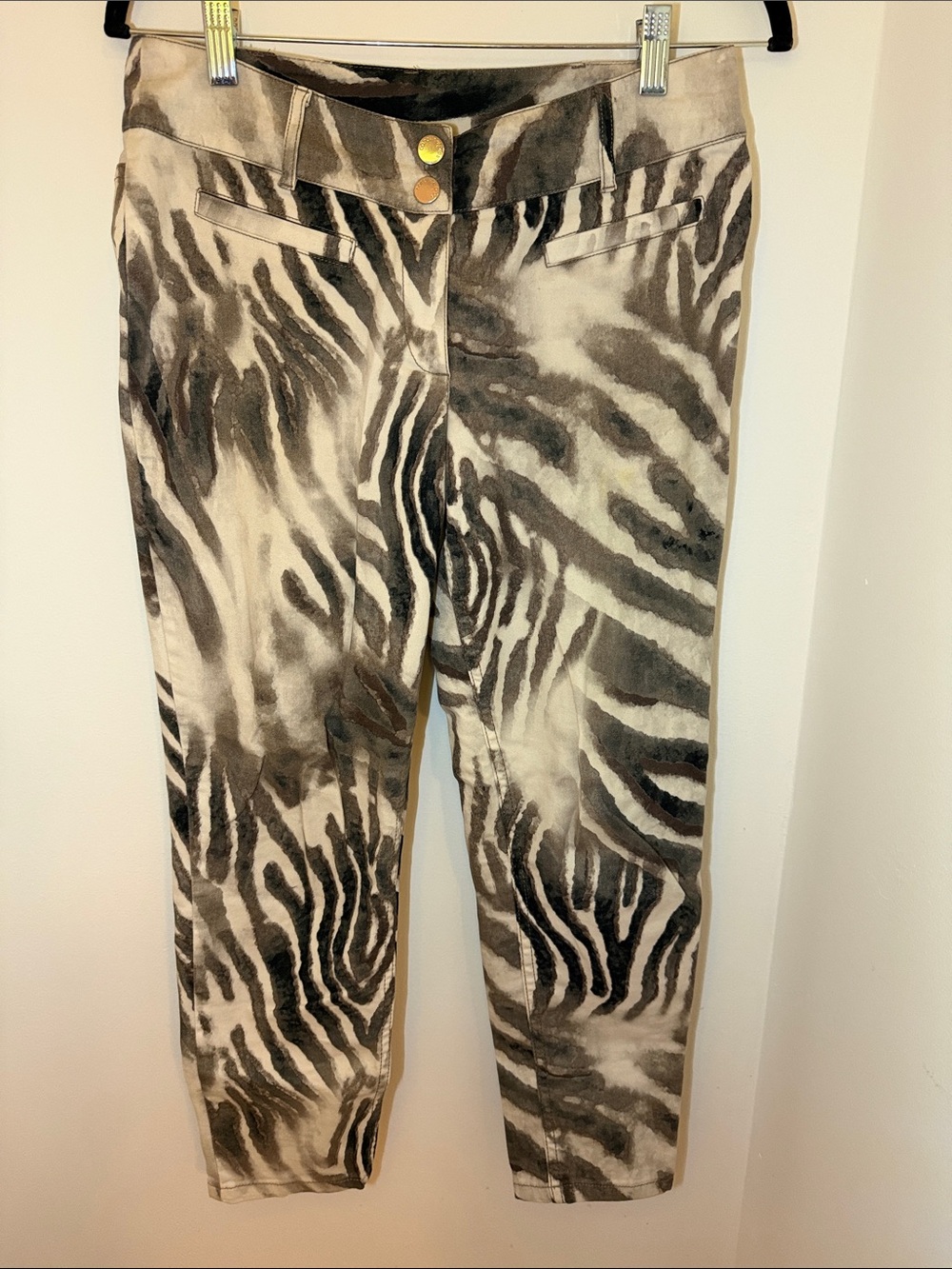 Women’s Zebra-Print Stretch Trousers - Black & White
